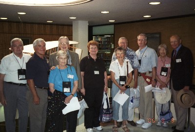 2005 Silver Falcons Reunion Attendees Left To Right: Pete Graybash, Kirk Brown, Chuck & Carol Foster, Pat Kirkstadt, "Chris" & Lil Chrisinger, Jim Kirkstadt, and Bob & Hilda Dodge.